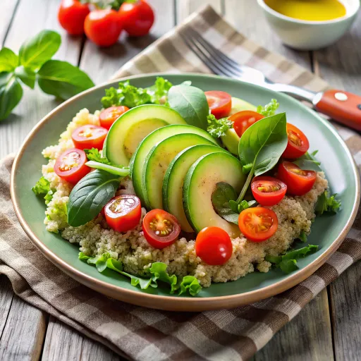 अवोकाडो और सब्जियों के साथ अनाज का सलाद